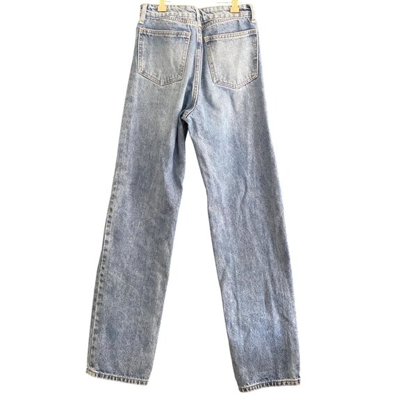 Stonewash Blue Denim Jeans High Waist Straight Leg 5 Pocket Tall Women NO TAG S - Picture 2 of 14